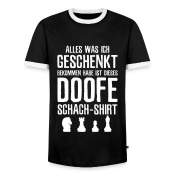 Schach Schachspiel Lustig Schachspieler - Männer Kontrast-T-Shirt - Schwarz/Weiß - Vorne - AI Model Female 172 light (172cm) & AI Model Male 178 light (178cm)