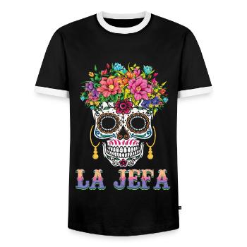 Boss Halloween Muertos Jour De L’Os de Sucre Mort - T-shirt contrasté Homme - noir/blanc - Devant - AI Model Female 172 light (172cm) & AI Model Male 178 light (178cm)