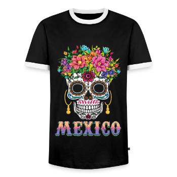 Mexico Halloween Muertos Day Of Dead Sugar Bone - Männer Kontrast-T-Shirt - Schwarz/Weiß - Vorne - AI Model Female 172 light (172cm) & AI Model Male 178 light (178cm)