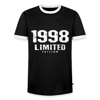 24th Birthday Limited Edition 1998 24 years - Men's Ringer Shirt - black/white - Front - AI Model Female 172 light (172cm) & AI Model Male 178 light (178cm)