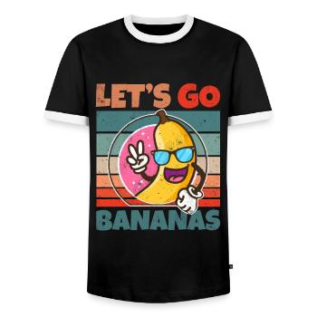 Retro Vintage Let's Bananas Funny Peace Banana - Männer Kontrast-T-Shirt - Schwarz/Weiß - Vorne - AI Model Female 172 light (172cm) & AI Model Male 178 light (178cm)