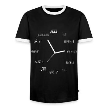 Funny Math Meme Math Equation Joke Math Clock - Men's Ringer Shirt - black/white - Front - AI Model Female 172 light (172cm) & AI Model Male 178 light (178cm)