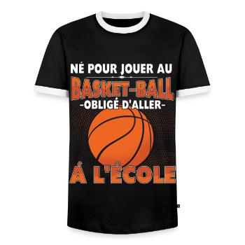 Forced School Athlete Ball Game Sport Basketball - Männer Kontrast-T-Shirt - Schwarz/Weiß - Vorne - AI Model Female 172 light (172cm) & AI Model Male 178 light (178cm)