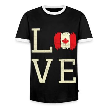 Love Canada Proud Canadian Flag Canada Day - Männer Kontrast-T-Shirt - Schwarz/Weiß - Vorne - AI Model Female 172 light (172cm) & AI Model Male 178 light (178cm)
