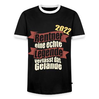 Rentner 2022 Eine Legende verlässt das Gelände - Männer Kontrast-T-Shirt - Schwarz/Weiß - Vorne - AI Model Female 172 light (172cm) & AI Model Male 178 light (178cm)