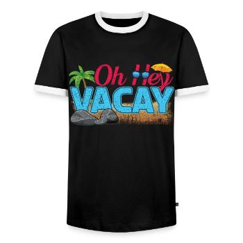 Hey Vacances 2022 Tropical Hello Summer - T-shirt contrasté Homme - noir/blanc - Devant - AI Model Female 172 light (172cm) & AI Model Male 178 light (178cm)