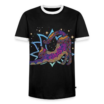Namaste Animal Meditation Mandala Chat Yoga - T-shirt contrasté Homme - noir/blanc - Devant - AI Model Female 172 light (172cm) & AI Model Male 178 light (178cm)