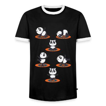 Zen Namaste Animal Meditation Cute Panda Yoga - Men's Ringer Shirt - black/white - Front - AI Model Female 172 light (172cm) & AI Model Male 178 light (178cm)