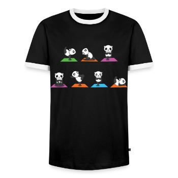 Zen Namaste Animal Meditation Kawaii Panda Yoga - Men's Ringer Shirt - black/white - Front - AI Model Female 172 light (172cm) & AI Model Male 178 light (178cm)