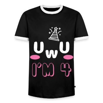 OwO UwU Face Age 4 Year Old Anime Aesthetic Otaku - Männer Kontrast-T-Shirt - Schwarz/Weiß - Vorne - AI Model Female 172 light (172cm) & AI Model Male 178 light (178cm)