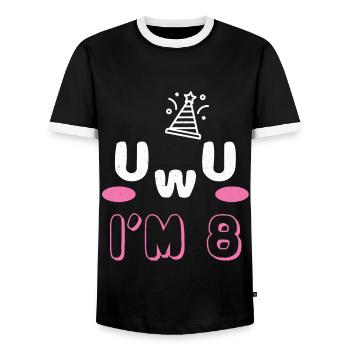 OwO UwU Face Age 8 Year Old Anime Aesthetic Otaku - Männer Kontrast-T-Shirt - Schwarz/Weiß - Vorne - AI Model Female 172 light (172cm) & AI Model Male 178 light (178cm)