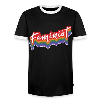 Féministe Rétro Féminisme Droits Femmes Égalité - T-shirt contrasté Homme - noir/blanc - Devant - AI Model Female 172 light (172cm) & AI Model Male 178 light (178cm)