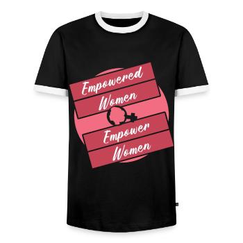 Empowered Empower Feminism Rights Womens Equality - Men's Ringer Shirt - black/white - Front - AI Model Female 172 light (172cm) & AI Model Male 178 light (178cm)