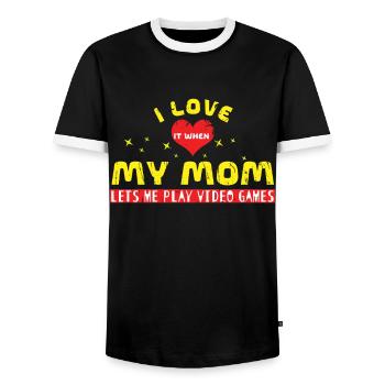 J’aime quand ma mère joue aux jeux vidéo pour les amateurs de jeux - T-shirt contrasté Homme - noir/blanc - Devant - AI Model Female 172 light (172cm) & AI Model Male 178 light (178cm)