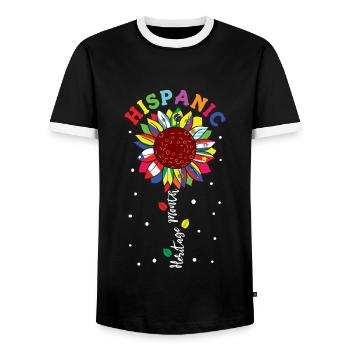 Drapeaux de tournesol Mois du patrimoine hispanique - T-shirt contrasté Homme - noir/blanc - Devant - AI Model Female 172 light (172cm) & AI Model Male 178 light (178cm)
