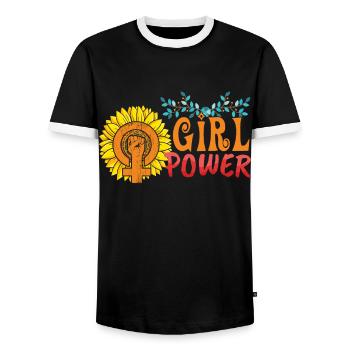 Power Girl Feminist Feminism Rights Women Equality - Männer Kontrast-T-Shirt - Schwarz/Weiß - Vorne - AI Model Female 172 light (172cm) & AI Model Male 178 light (178cm)