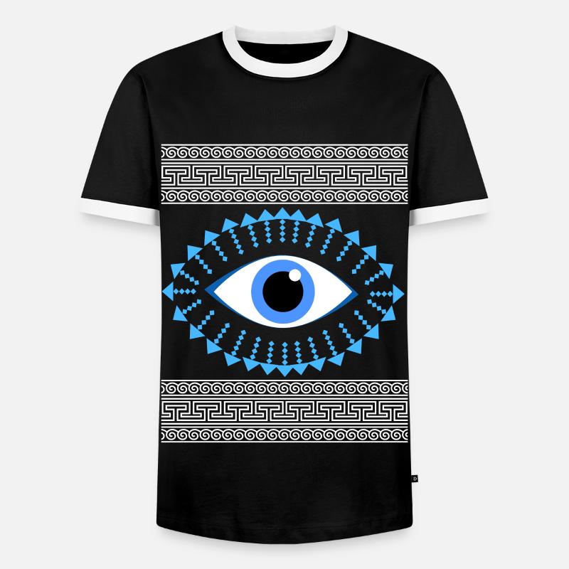 Antico greco serpeggiante occhio blu - Maglietta Contrast da uomo - nero/bianco
