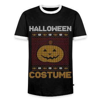 Stitch Pattern Citrouille Créature effrayante Halloween - T-shirt contrasté Homme - noir/blanc - Devant - AI Model Female 172 light (172cm) & AI Model Male 178 light (178cm)