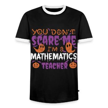 Ghost Pumpkin Mathematics Teacher Halloween - Men's Ringer Shirt - black/white - Front - AI Model Female 172 light (172cm) & AI Model Male 178 light (178cm)