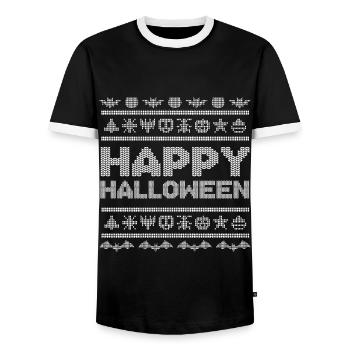Stitch Pattern Funny Creatures Happy Halloween - Men's Ringer Shirt - black/white - Front - AI Model Female 172 light (172cm) & AI Model Male 178 light (178cm)