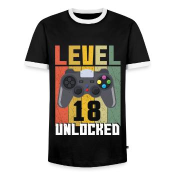Vintage Gamer Video Game Lover Age 18 Unlocked - Männer Kontrast-T-Shirt - Schwarz/Weiß - Vorne - AI Model Female 172 light (172cm) & AI Model Male 178 light (178cm)