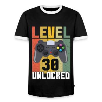 Amateur de jeux vidéo Vintage Gamer Age 30 Déverrouillé - T-shirt contrasté Homme - noir/blanc - Devant - AI Model Female 172 light (172cm) & AI Model Male 178 light (178cm)
