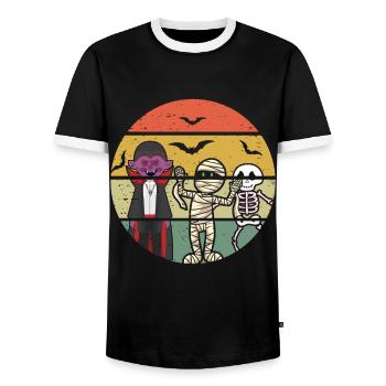 Vintage Vampire Skeleton Horror Scary Halloween - Männer Kontrast-T-Shirt - Schwarz/Weiß - Vorne - AI Model Female 172 light (172cm) & AI Model Male 178 light (178cm)