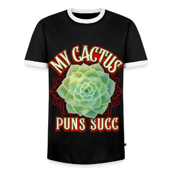 Succulents, succulents, cactus cacti Saying Pun - Men's Ringer Shirt - black/white - Front - AI Model Female 172 light (172cm) & AI Model Male 178 light (178cm)