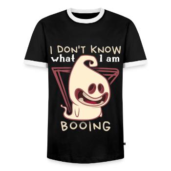 Lustiger-Geist, Boo-Schrecken Spruch Halloween - Männer Kontrast-T-Shirt - Schwarz/Weiß - Vorne - AI Model Female 172 light (172cm) & AI Model Male 178 light (178cm)