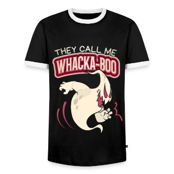Lustiger-Geist, Spruch Halloween Whacka-Boo - Männer Kontrast-T-Shirt - Schwarz/Weiß - Vorne - AI Model Female 172 light (172cm) & AI Model Male 178 light (178cm)