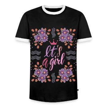 It's-a-girl, Baby-Mädchen, Ankündigung, Spruch - Männer Kontrast-T-Shirt - Schwarz/Weiß - Vorne - AI Model Female 172 light (172cm) & AI Model Male 178 light (178cm)