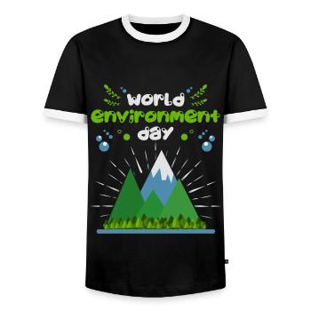 Welt Umwelttag, Journée mondiale de l’environnement - T-shirt contrasté Homme - noir/blanc - Devant - AI Model Female 172 light (172cm) & AI Model Male 178 light (178cm)