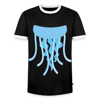 Funny Animal Jellyfish Costume For Halloween - Men's Ringer Shirt - black/white - Front - AI Model Female 172 light (172cm) & AI Model Male 178 light (178cm)