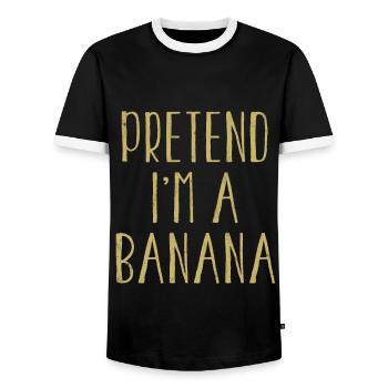 Funny Pretend I'm Banana Costume For Halloween - Men's Ringer Shirt - black/white - Front - AI Model Female 172 light (172cm) & AI Model Male 178 light (178cm)