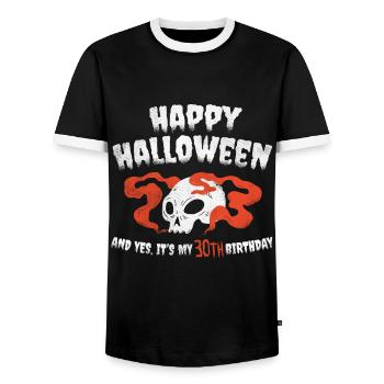 Horreur effrayante Age 30 ans Naissance Naissance Naissance Halloween - T-shirt contrasté Homme - noir/blanc - Devant - AI Model Female 172 light (172cm) & AI Model Male 178 light (178cm)