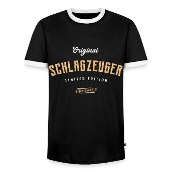 Schlagzeuger Limited Edition Drummer Schlagzeug - Männer Kontrast-T-Shirt - Schwarz/Weiß - Vorne - AI Model Female 172 light (172cm) & AI Model Male 178 light (178cm)