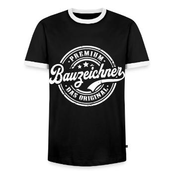 Bauzeichner Original Lustiges Bauzeichner - Männer Kontrast-T-Shirt - Schwarz/Weiß - Vorne - AI Model Female 172 light (172cm) & AI Model Male 178 light (178cm)