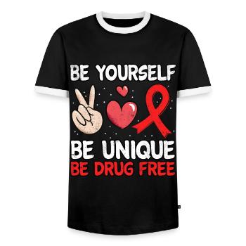 Peace Ribbon Week Awareness In October Unique - Männer Kontrast-T-Shirt - Schwarz/Weiß - Vorne - AI Model Female 172 light (172cm) & AI Model Male 178 light (178cm)