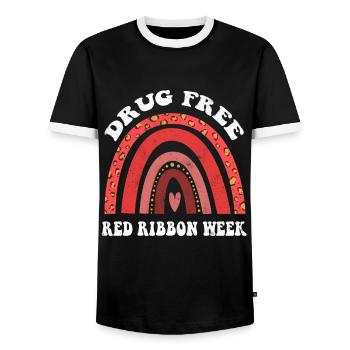 Rainbow Ribbon Week October Substance Wear Red - Männer Kontrast-T-Shirt - Schwarz/Weiß - Vorne - AI Model Female 172 light (172cm) & AI Model Male 178 light (178cm)
