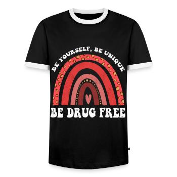 Unique Rainbow Ribbon Week Awareness Wear Red - Männer Kontrast-T-Shirt - Schwarz/Weiß - Vorne - AI Model Female 172 light (172cm) & AI Model Male 178 light (178cm)