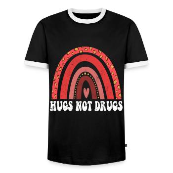 Kind Hugs Rainbow Ribbon Week Awareness Wear Red - Männer Kontrast-T-Shirt - Schwarz/Weiß - Vorne - AI Model Female 172 light (172cm) & AI Model Male 178 light (178cm)