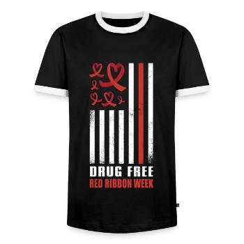 Red Flag Ribbon Heart Week Pill Wear Red Awareness - Männer Kontrast-T-Shirt - Schwarz/Weiß - Vorne - AI Model Female 172 light (172cm) & AI Model Male 178 light (178cm)