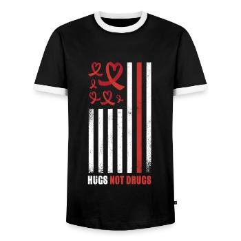 Red Flag Ribbon Heart Week In October Kind Hug Red - Männer Kontrast-T-Shirt - Schwarz/Weiß - Vorne - AI Model Female 172 light (172cm) & AI Model Male 178 light (178cm)