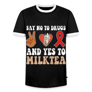 Peace Ribbon Week Awareness Yes Milktea Wear Red - Männer Kontrast-T-Shirt - Schwarz/Weiß - Vorne - AI Model Female 172 light (172cm) & AI Model Male 178 light (178cm)