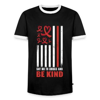 Red Flag Ribbon Heart Week In October Kind Red - Männer Kontrast-T-Shirt - Schwarz/Weiß - Vorne - AI Model Female 172 light (172cm) & AI Model Male 178 light (178cm)