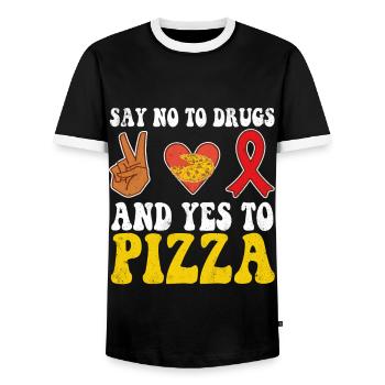 Peace Ribbon Week Awareness Yes Pizza Wear Red - Männer Kontrast-T-Shirt - Schwarz/Weiß - Vorne - AI Model Female 172 light (172cm) & AI Model Male 178 light (178cm)