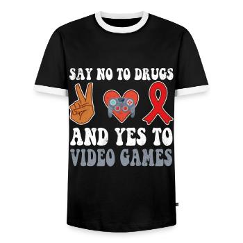 Peace Ribbon Week Awareness Yes Games Wear Red - Männer Kontrast-T-Shirt - Schwarz/Weiß - Vorne - AI Model Female 172 light (172cm) & AI Model Male 178 light (178cm)