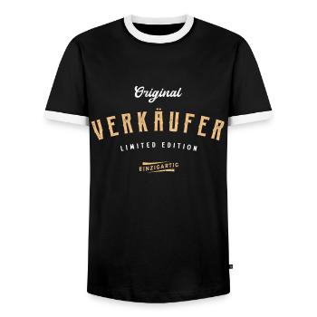 Verkäufer Limited Edition Lustiges Verkäuferin - Männer Kontrast-T-Shirt - Schwarz/Weiß - Vorne - AI Model Female 172 light (172cm) & AI Model Male 178 light (178cm)