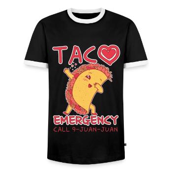 Mignon Kawaii Heart Dab Dabbing Taco Call - T-shirt contrasté Homme - noir/blanc - Devant - AI Model Female 172 light (172cm) & AI Model Male 178 light (178cm)