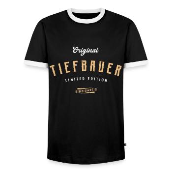 Tiefbauer Limited Edition Lustiges Tiefbau - Männer Kontrast-T-Shirt - Schwarz/Weiß - Vorne - AI Model Female 172 light (172cm) & AI Model Male 178 light (178cm)